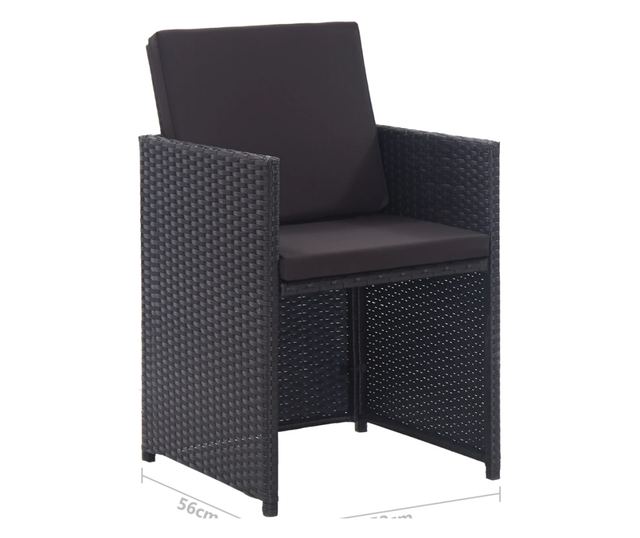 Vanjski set namještaja s jastucima, 13 dijelova, crna boja, poliratan