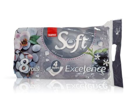 Hartie Igienica Sano Paper Toilet Excelance, 4 straturi, 8 role