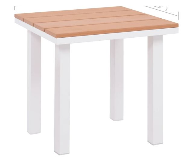 Ležaljke za plažu s stolom, 2 kom., bijela & smeđa, aluminij & WPC