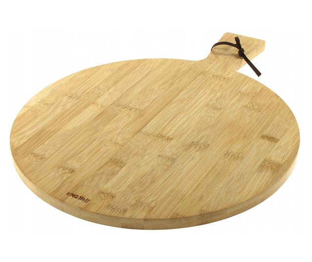 Placa pizza Kinghoff KH 1674, 35 cm, Maner confortabil, Bambus