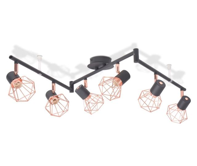 Luster s 6 E14 svjetiljki, crna i bakrena
