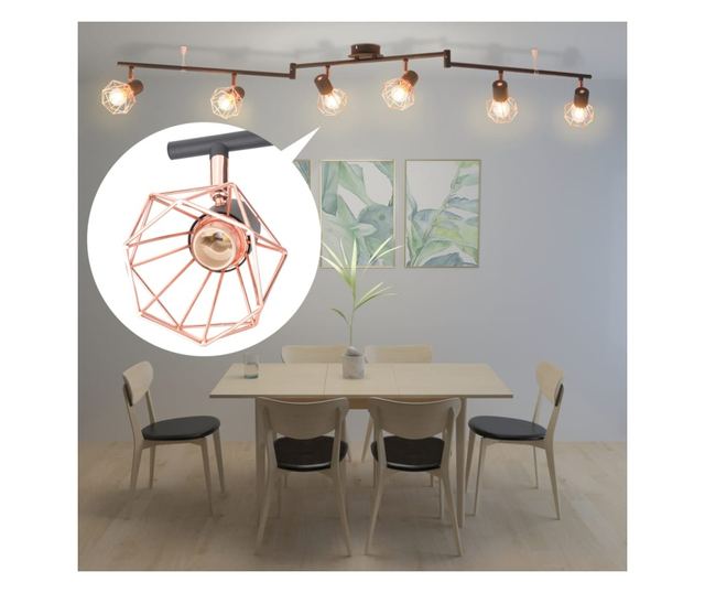 Luster s 6 E14 svjetiljki, crna i bakrena