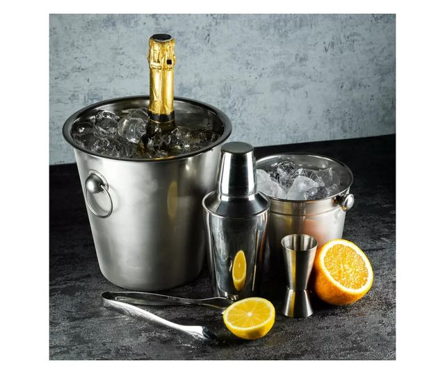 Kinghoff KH 1389 Set Cocktail, 4 piese, Pahar de măsurare, Clești, Oțel inoxidabil