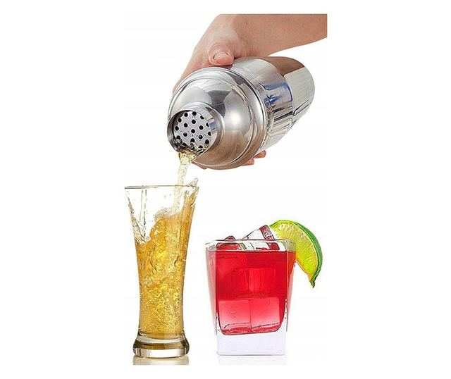 Kinghoff KH 1389 Set Cocktail, 4 piese, Pahar de măsurare, Clești, Oțel inoxidabil