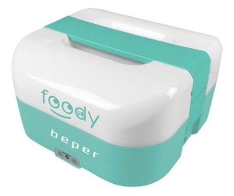 Cutie electrică pentru alimente Beper BC.160A, 1600 ml, 4 divizii, Adaptor auto, Alb/Verde