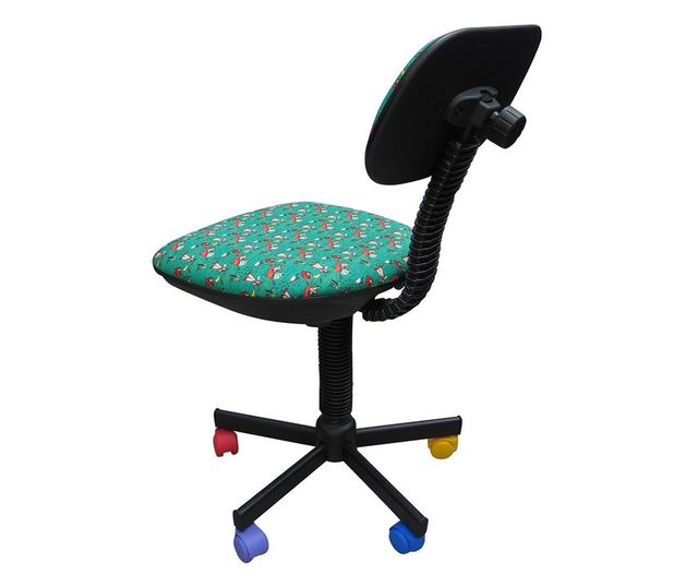 Dječja stolica BAMBOO, Zelena tkanina s uzorkom