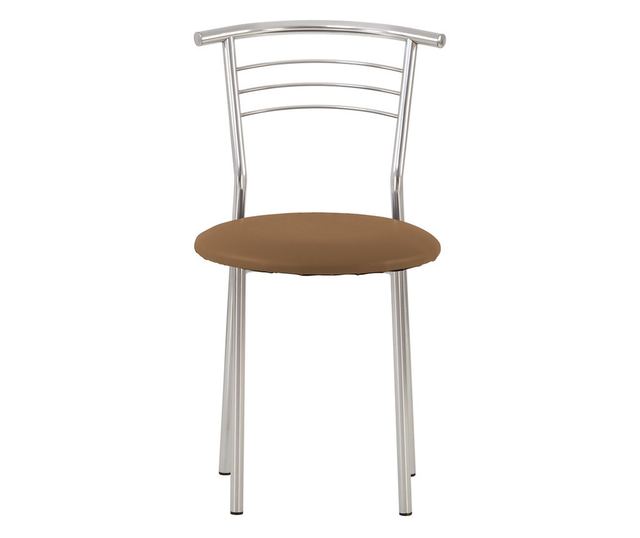 Stolica za kuhinju Baroque Chrome, Smeđa eko koža