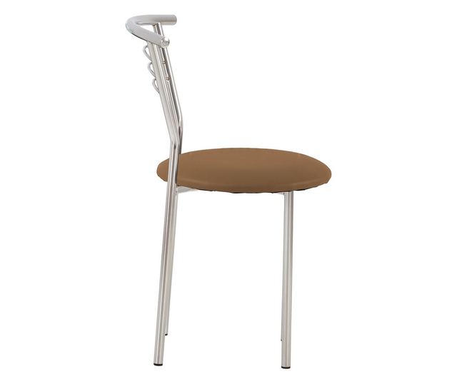 Stolica za kuhinju Baroque Chrome, Smeđa eko koža