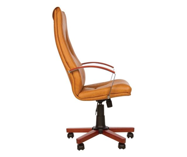 Stolac za upravu KINS WOOD, svijetlosmeđa prirodna koža