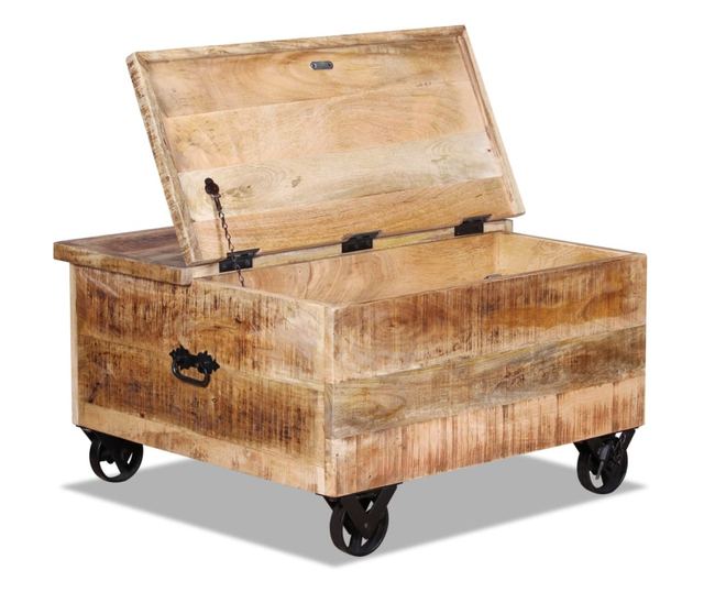 Stół kawowy z nieobrobionego drewna mango, 70 x 70 x 40 cm