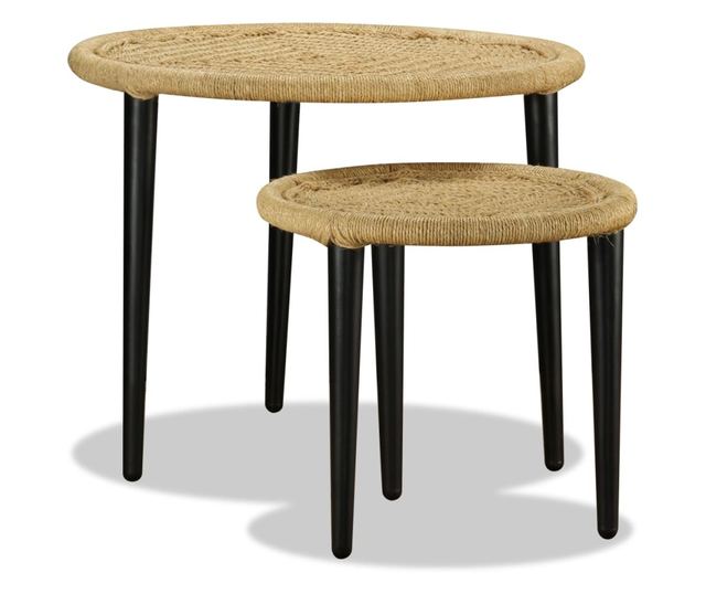 Set stolića za kavu, 2 kom., prirodna juta