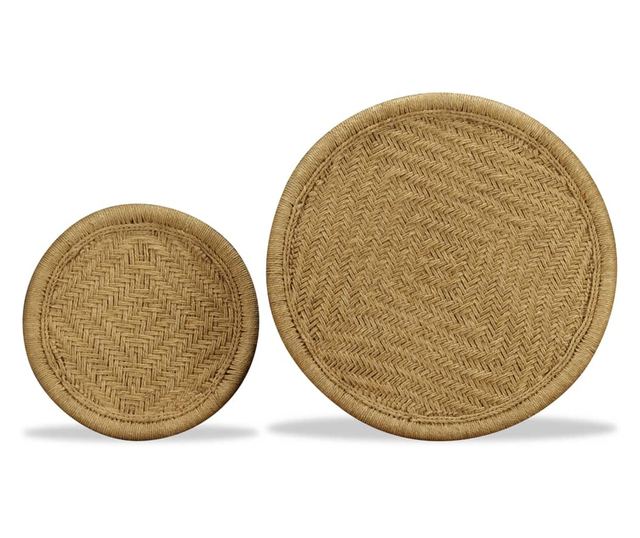 Set stolića za kavu, 2 kom., prirodna juta