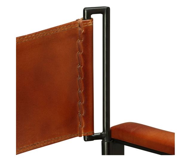 Sklopiva stolica, crna i smeđa, prirodna koža