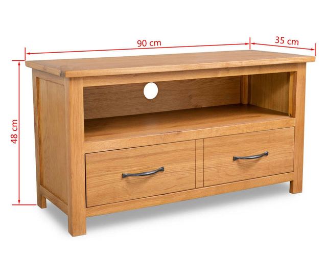 TV komoda, 90 x 35 x 48 cm, masivno hrastovo drvo