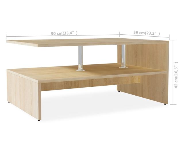 Stolić za kavu, iverica, 90x59x42 cm, boja hrasta