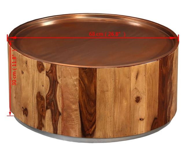 Stolić za kavu, masivno drvo palisandra i čelik, 68 cm