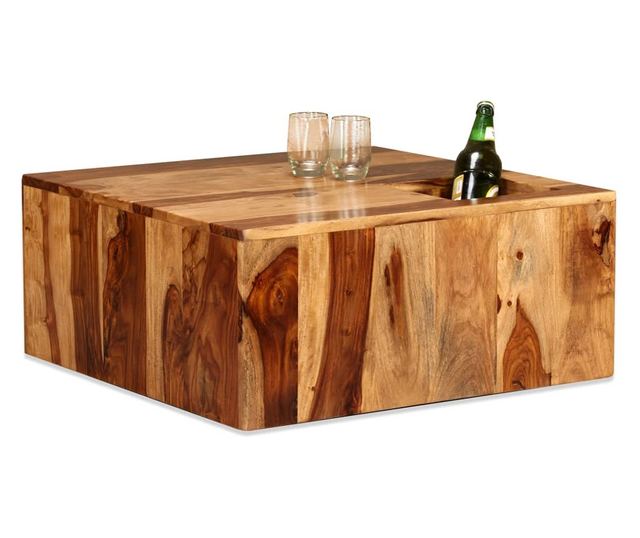 Stolić za kavu, masivno drvo sheesham, 70 x 70 x 30 cm