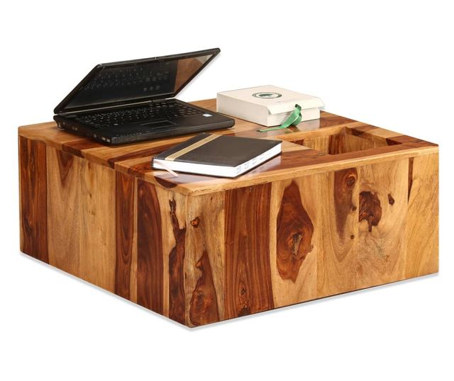 Stolić za kavu, masivno drvo sheesham, 70 x 70 x 30 cm