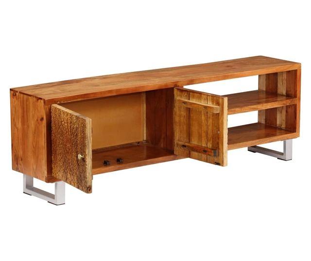 TV komoda od masivnog drva s rezbarenim vratima, 140 x 30 x 40 cm