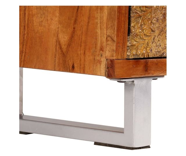 TV komoda od masivnog drva s rezbarenim vratima, 140 x 30 x 40 cm