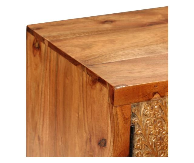 TV komoda od masivnog drva s rezbarenim vratima, 140 x 30 x 40 cm