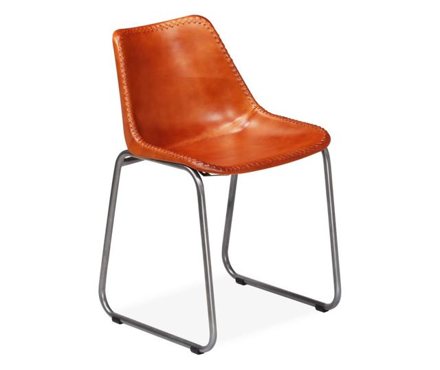 Stolice za kuhinju, 2 kom., smeđe, prirodna koža