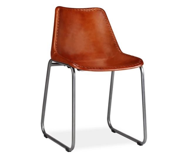 Stolice za kuhinju, 2 kom., smeđe, prirodna koža