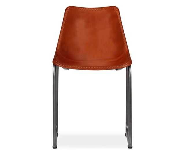 Stolice za kuhinju, 2 kom., smeđe, prirodna koža