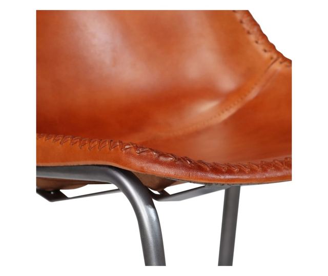 Stolice za kuhinju, 2 kom., smeđe, prirodna koža