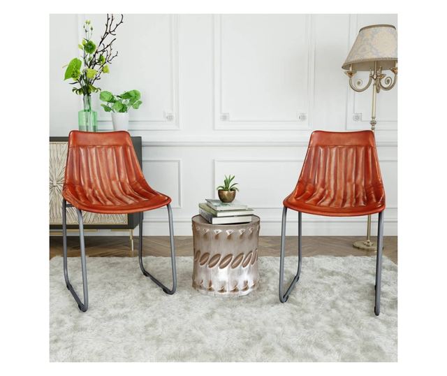 Stolice za kuhinju, 2 kom., smeđe, prirodna koža