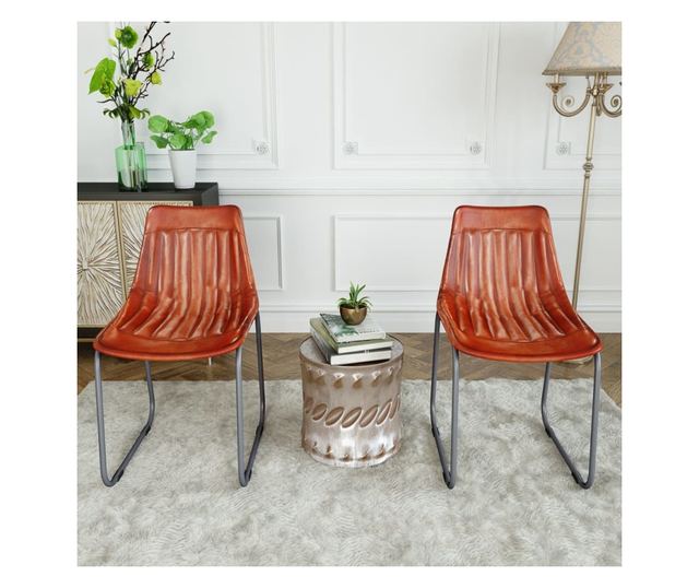 Stolice za kuhinju, 2 kom., smeđe, prirodna koža