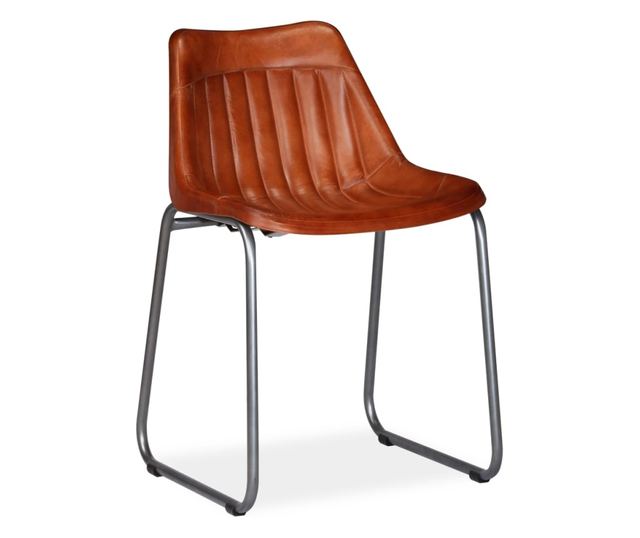 Stolice za kuhinju, 2 kom., smeđe, prirodna koža