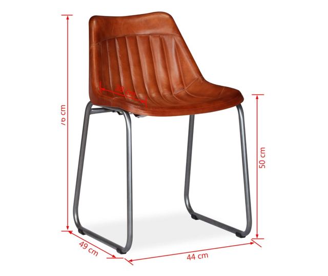 Stolice za kuhinju, 2 kom., smeđe, prirodna koža