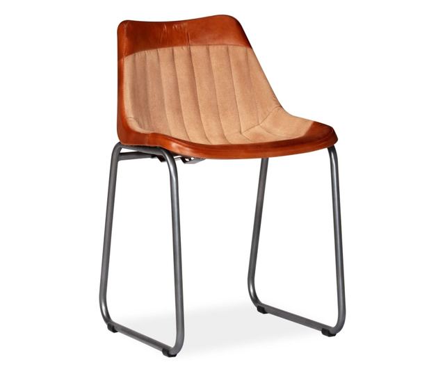 Kuhinjske stolice, 2 kom., smeđa i bež, prirodna koža i platno