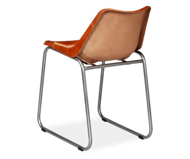 Kuhinjske stolice, 2 kom., smeđa i bež, prirodna koža i platno