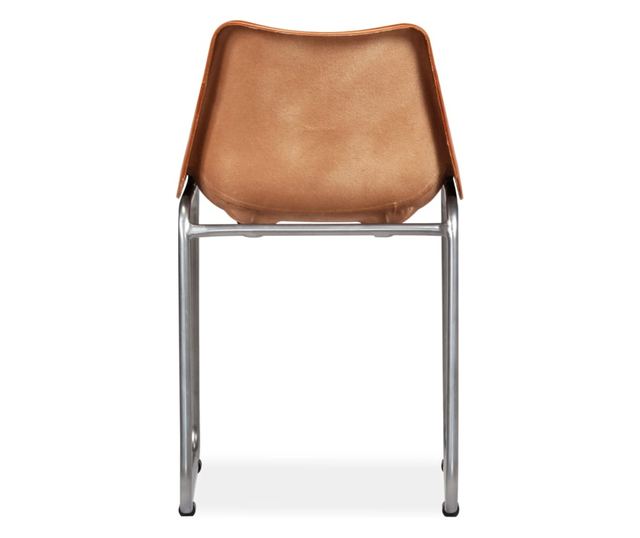 Kuhinjske stolice, 2 kom., smeđa i bež, prirodna koža i platno