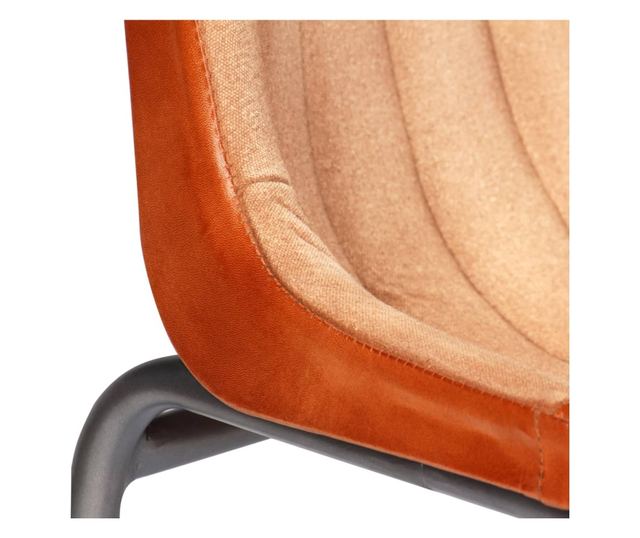 Kuhinjske stolice, 2 kom., smeđa i bež, prirodna koža i platno