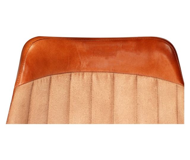 Kuhinjske stolice, 2 kom., smeđa i bež, prirodna koža i platno