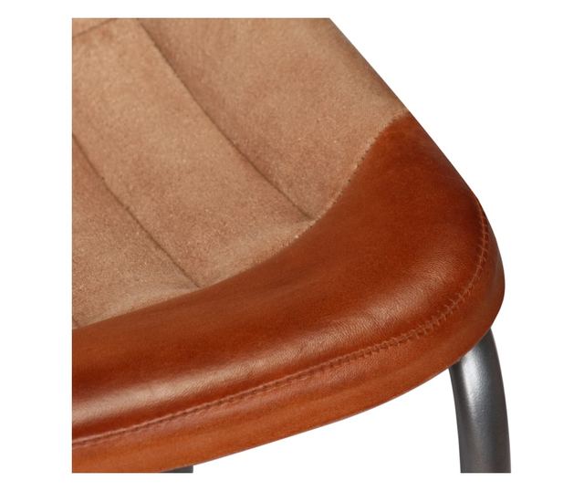 Kuhinjske stolice, 2 kom., smeđa i bež, prirodna koža i platno