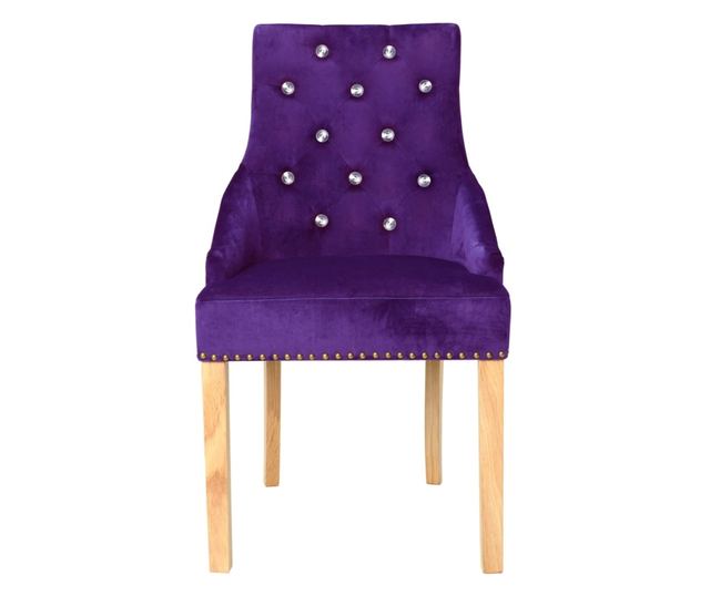 Kuhinjske stolice, 2 kom., ljubičaste, masivni hrast i baršun