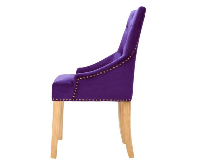 Kuhinjske stolice, 2 kom., ljubičaste, masivni hrast i baršun