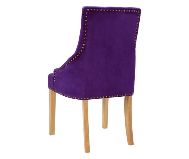 Kuhinjske stolice, 2 kom., ljubičaste, masivni hrast i baršun