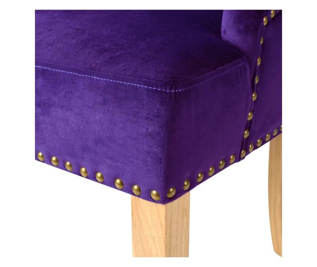 Kuhinjske stolice, 2 kom., ljubičaste, masivni hrast i baršun