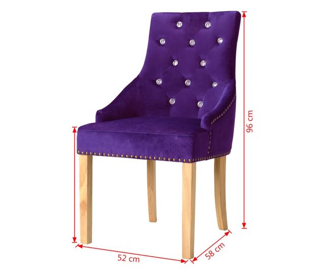 Kuhinjske stolice, 2 kom., ljubičaste, masivni hrast i baršun