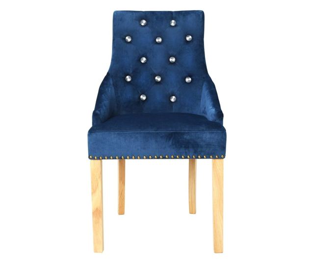 Kuhinjske stolice, 2 kom., plave, masivni hrast i baršun