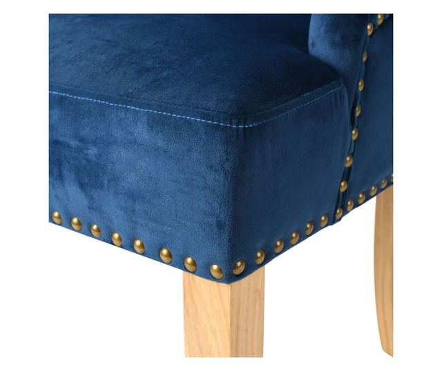 Kuhinjske stolice, 2 kom., plave, masivni hrast i baršun