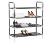 Stalak za obuću s 4 police, Metal i netkani tekstil, Crna