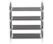 Stalak za obuću s 4 police, Metal i netkani tekstil, Crna