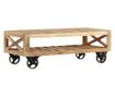 Stolić za kavu s kotačima, masivno drvo manga, 110 x 50 x 37 cm