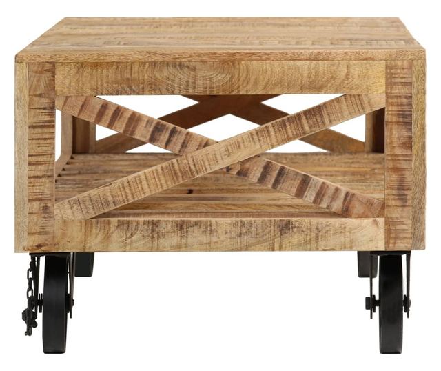 Stolić za kavu s kotačima, masivno drvo manga, 110 x 50 x 37 cm